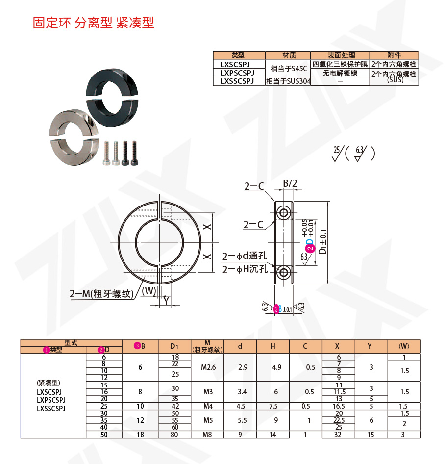 固定環(huán) 分離型 緊湊型 固定環(huán) 分離型 緊湊型