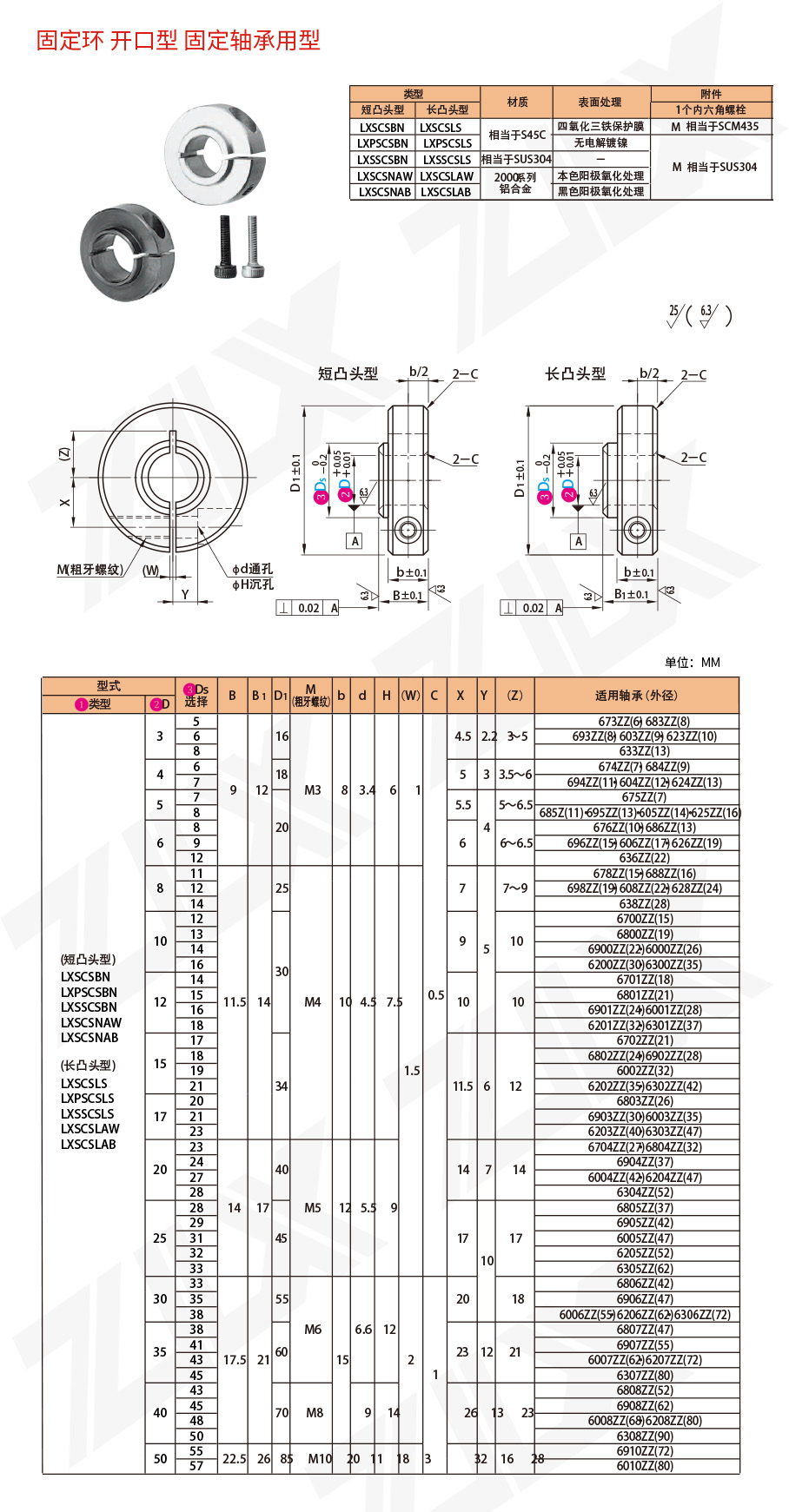 固定環(huán) 固定軸承用型 開口型 固定環(huán) 固定軸承用型 開口型