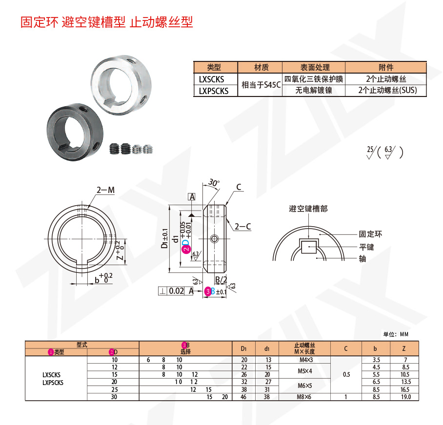 固定環(huán) 避空鍵槽型 止動螺絲型