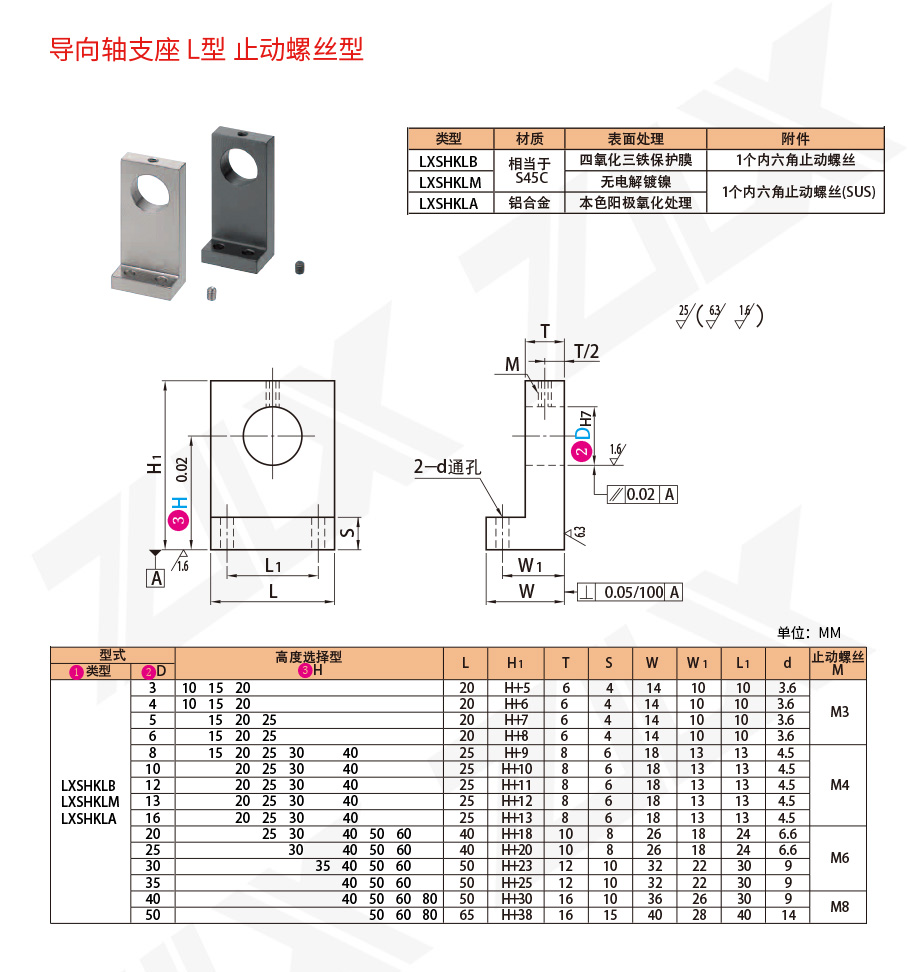 21軸支座 L型 止動(dòng)螺絲型