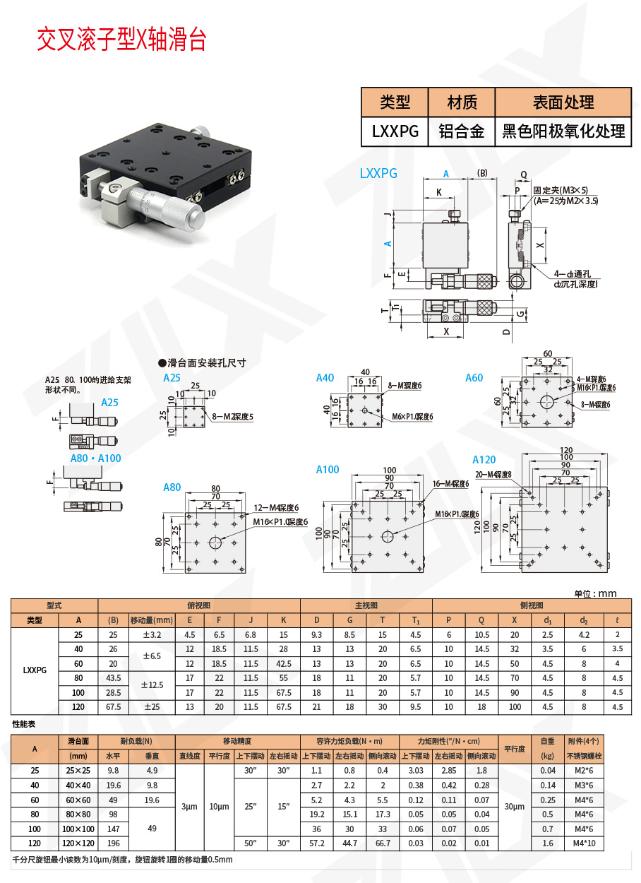 4交叉滾子X(jué)軸滑臺(tái)