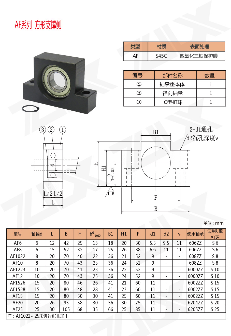 滾珠絲桿支撐座 AF系列